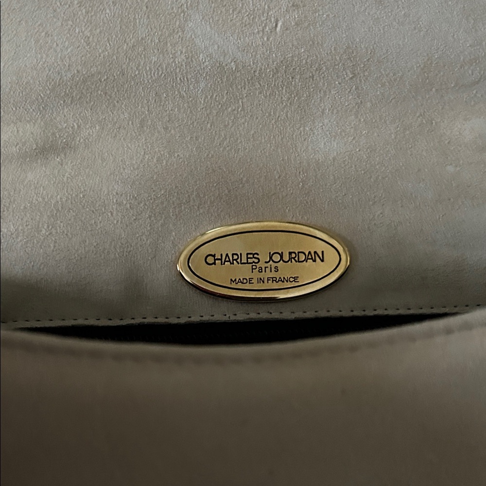 Vintage Charles Jourdan Suede & Leather Cream Shoulder Bag - Picture 2 of 10